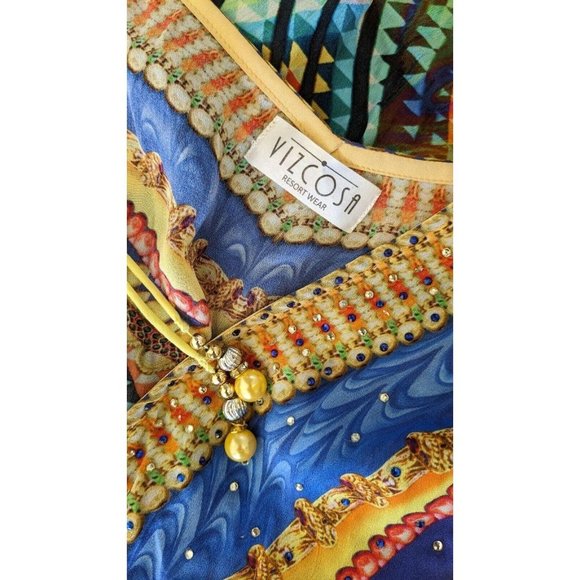 Vizcosa Embellished Silk Kaftan - Picture 5 of 8